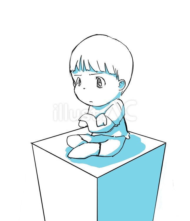 考える男の子 考える,男の子,3歳のイラスト素材