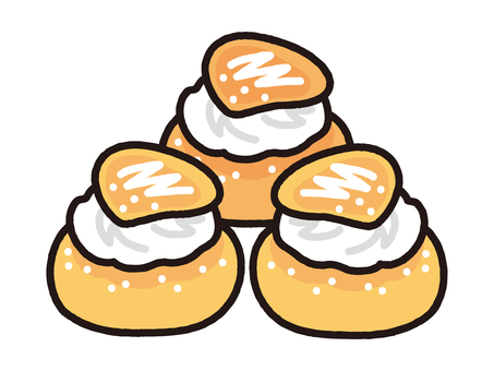 北欧スウェーデンの伝統菓子セムラ セムラ,スウェーデン,北欧,伝統菓子,伝統料理,デザート,お菓子,生クリーム,冬,カフェのイラスト素材