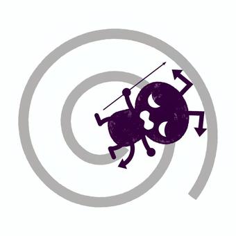 クレヨン風 渦に飲み込まれていく虫歯菌 虫歯,虫歯菌,デンタルケア,デビル,槍,渦,グルグル,駆逐,予防,虫歯予防のイラスト素材