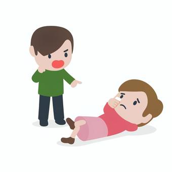 怒る男とスマホを見て無視する女