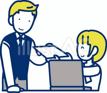 書類を渡す男性と受け取る女性9