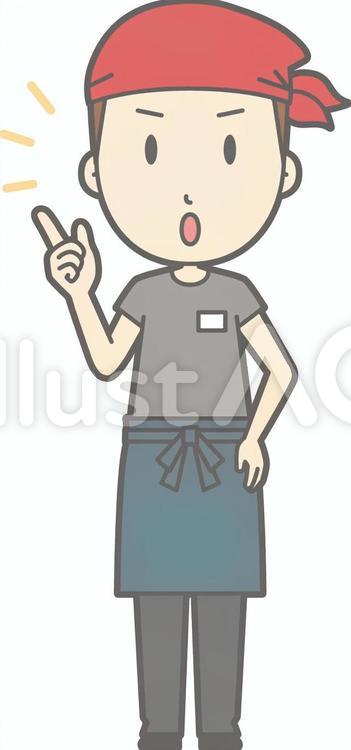 ラーメン屋男-注意-全身 かわいい,男性,人物のイラスト素材