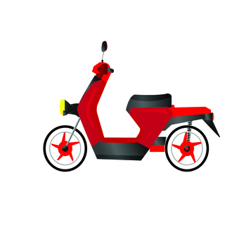 スクーター 010 スクーター,バイク,赤,黒,二輪車,乗り物,ホイール,サスペンション,ライト,シートのイラスト素材