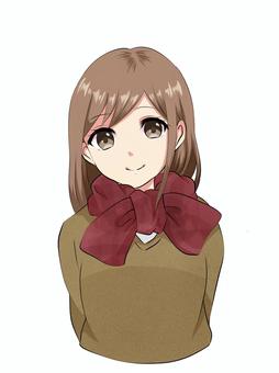 マフラーの女の子 女の子,冬服,マフラー,モコモコ,笑顔,10代,セミロングのイラスト素材