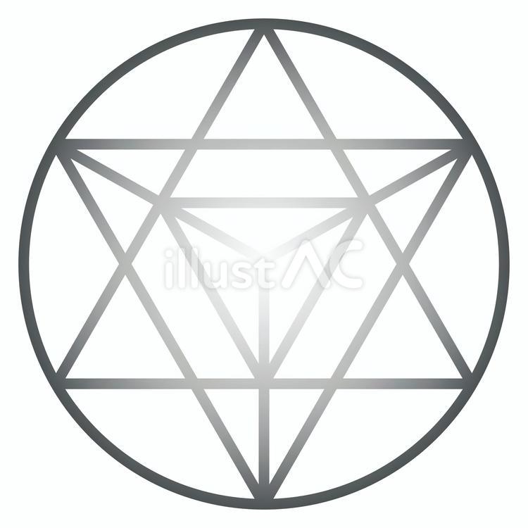 銀色マカバの神聖幾何学模様 マカバ,シンプル,線画のイラスト素材