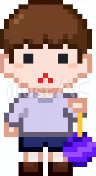 ドット絵の紫ヨーヨーの男の子です。 ドット絵,夏祭り,シンプルのイラスト素材