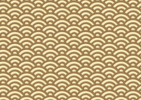 ぷっくりしたベージュと茶色の青海波 ぷっくり,凹凸,立体感,パターン,テクスチャ,和柄,和風,青海波,幾何学,波のイラスト素材