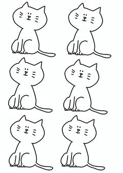 いろいろ猫たち〜線画〜 猫,ねこ,セット,線画,塗り絵,ぬりえ,動物,ペットのイラスト素材