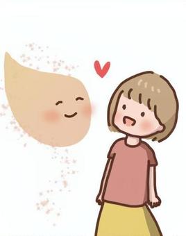 たましいと会話する、かわいい女の子 たましい,会話,チャネリング,女の子,笑顔のイラスト素材