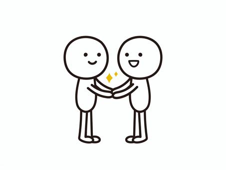 絆を深める棒人間のイラスト 絆,友情,握手,手繋ぎ,仲良し,友達,恋人,カップル,助け合い,助け合うのイラスト素材