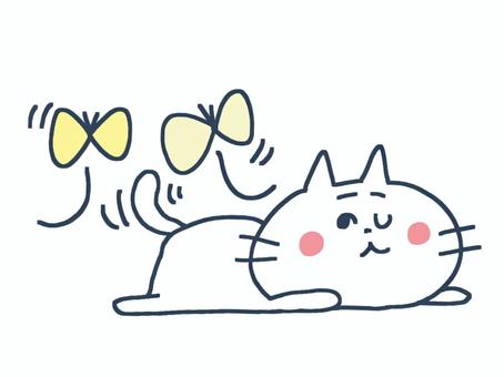 Illustration, cat, butterfly, pleasure, 