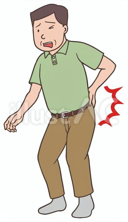 腰痛の中年男性、ぎっくり腰のおじさん 腰痛,ヘルニア,ぎっくり腰のイラスト素材