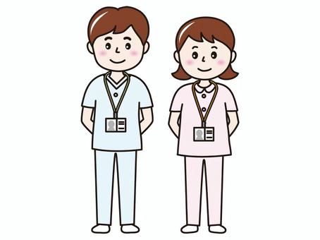 男女看護師 人物,男性看護師,女性看護師,看護師,医療のイラスト素材