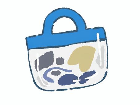 プールバッグ(青) プール,プールバッグ,水泳,授業,学校,夏休み,海水浴,ビニールバッグ,シンプル,可愛いのイラスト素材