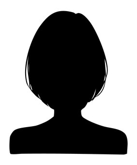 女性シルエット（ショートカット2） シルエット,正面,女性,女,影,上半身,ショート,髪,髪型,ヘアスタイルのイラスト素材