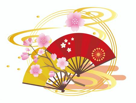 Spring cherry blossom Japanese style illustration, , JPG, PNG and AI