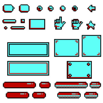 ドット絵アイコン吹き出しセット ドット絵アイコン吹き出しセット 吹き出し,ボタン,ドット絵,ピクセルアート,アイコン,セット,ステータスバー,ui,ユーザーインターフェース,ゲージのイラスト素材