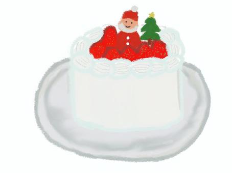 クリスマスケーキ クリスマスケーキ,サンタクロース,クリスマス,ツリー,スイーツ,デザート,xmas,クレヨン風,手書き,いちごのイラスト素材