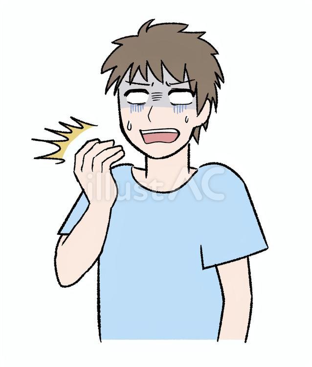 ショックを受ける男性のイラスト１ 漫画風,漫画調,びっくりのイラスト素材