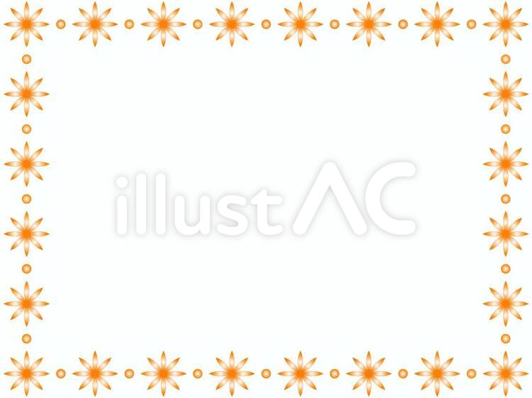 飾り枠：花 飾り枠,花,オレンジのイラスト素材