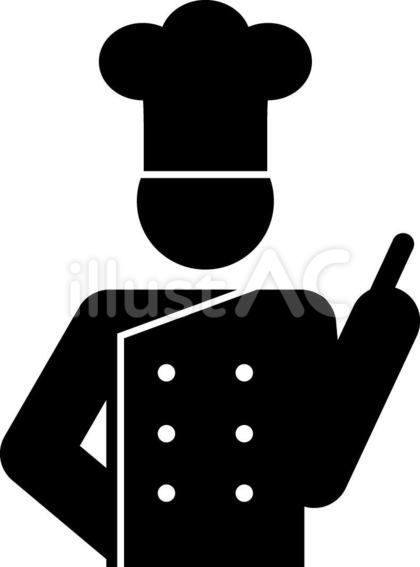 指を立てる料理人の上半身