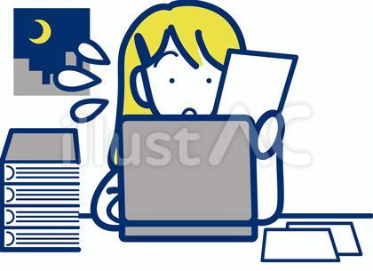 残業/勉強を頑張る女性2
