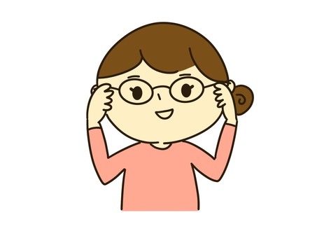 眼鏡をかける女性（笑顔） 眼鏡,女性,笑顔,眼鏡選び,お団子,主婦,視力,眼科,老眼,近眼のイラスト素材