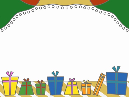 クリスマスフレーム① プレゼント クリスマス,フレーム,プレゼント,ギフト,贈り物,ラッピング,カラフル,ポップ,かわいい,手描きのイラスト素材