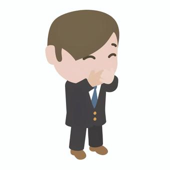 笑いをこらえるビジネスマン ビジネスマン,笑い,我慢,表情,感情,職場,ユーモア,緊張,心理,反応のイラスト素材