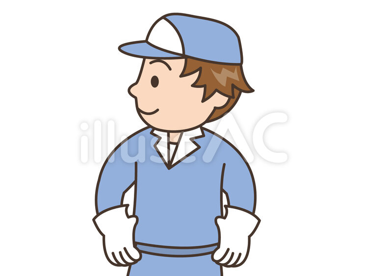 人物／男性／清掃員／横向き 清掃員,掃除,男性のイラスト素材