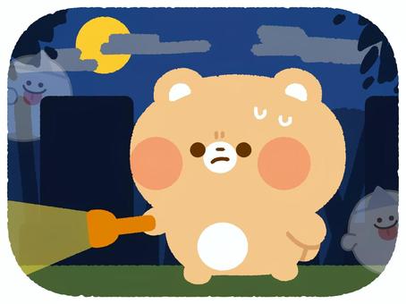 Bear testing his courage (alone), JPG and PNG Bear testing his courage (alone), test of courage, bear, ghost, JPG and PNG
