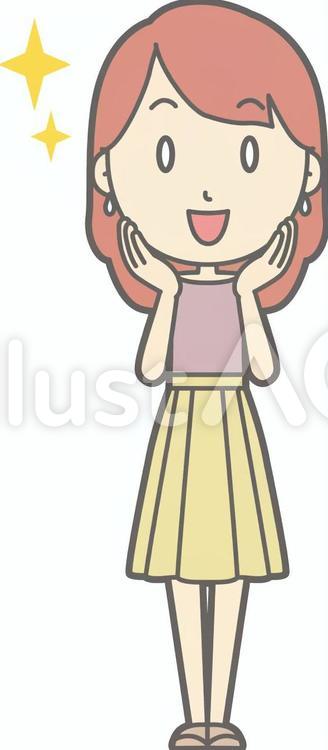 私服OLb-感激-全身 シンプル,かわいい,olのイラスト素材
