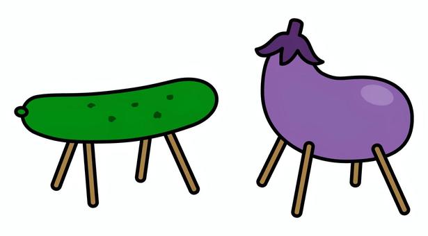 きゅうりとなすの精霊馬_くっきり線画 きゅうりとなすの精霊馬_くっきり線画 お盆,精霊馬,馬のイラスト素材