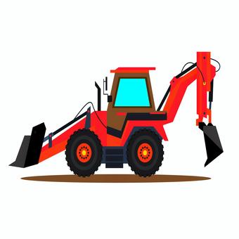 乗り物 079 ショベルカー,バックホー,工事車両,建設,重機,掘削機,車,イラスト,はたらく車,オレンジのイラスト素材