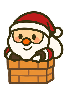 クリスマスサンタクロース　煙突 サンタクロース,サンタ,煙突,プレゼント,クリスマス,１２月,冬,クリスマスイラスト,イベント,手書きのイラスト素材