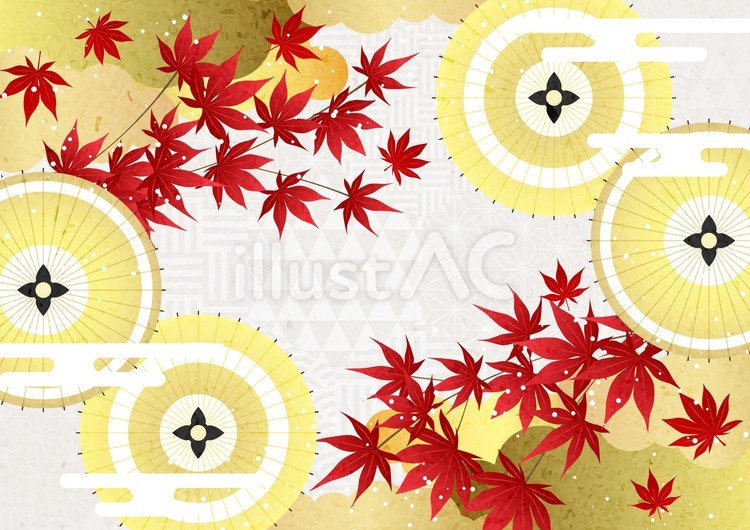 Autumn2583 紅葉,傘,雲のイラスト素材