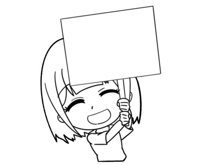 Girl with a sign (line drawing), JPG and PNG Girl with a sign (line drawing), a sign, to have, placard, JPG and PNG