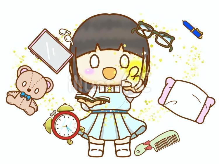ぱぱっとお片付け 女の子,片付け,魔法のイラスト素材