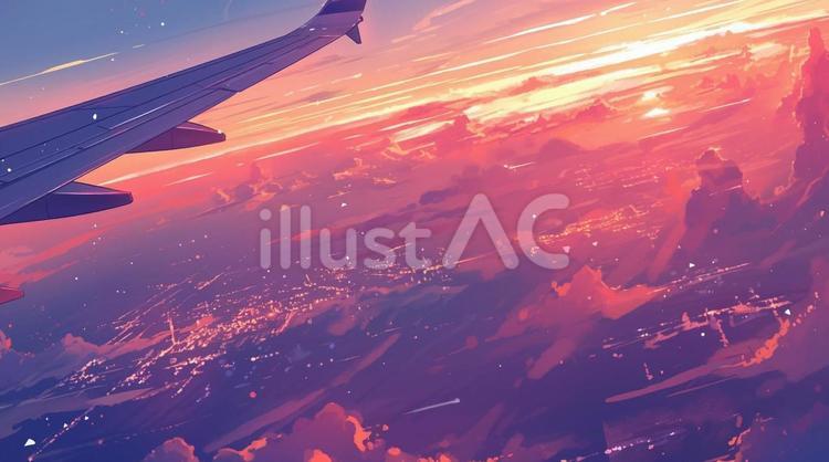 飛行機の窓からの眺め 飛行機,機内,眺めのイラスト素材