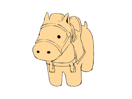 馬型埴輪（着色2） はにわ,馬,古墳時代,歴史,動物,シンプル,かわいい,挿絵のイラスト素材