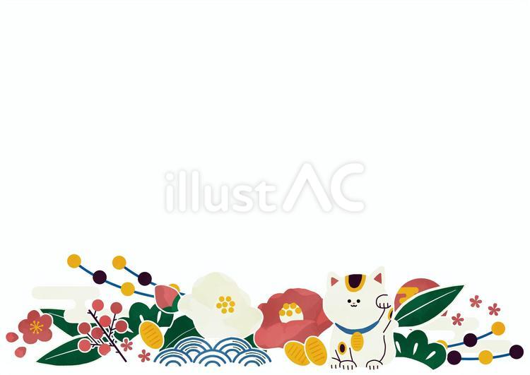 お正月のイラストフレーム 正月,1月,フレームのイラスト素材