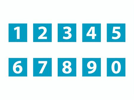 数字（四角アイコン）02 数字,ナンバー,番号,水色,セット,四角,アイコン,シンプル,マークのイラスト素材