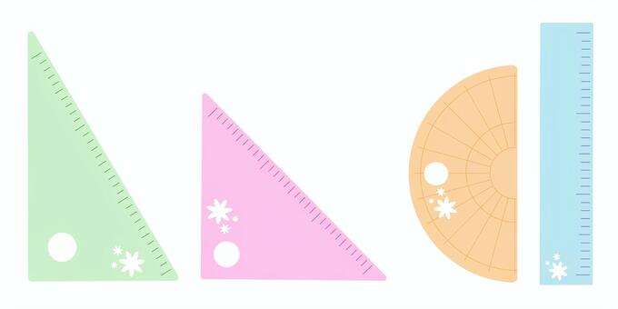 定規セット（線なし） 定規,セット,線なし,三角定規,分度器,算数,勉強,道具,イラスト,素材のイラスト素材