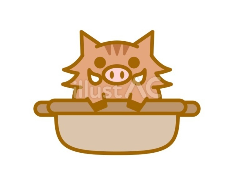 ぼたん鍋　イノシシ　茶 ぼたん鍋,イノシシ,食べ物のイラスト素材