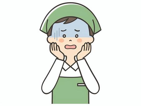 焦った表情の男性店員 焦った表情の男性店員 焦る,困る,不安,ガーン,ショック,絶望,緊張,落ち込む,店員,男性のイラスト素材