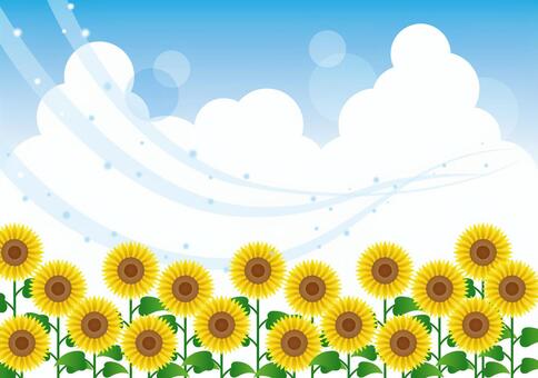 Scenery of cheerful sunflowers and thunderclouds, , JPG and AI