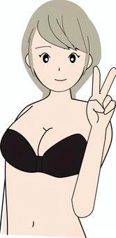 Illustration, bathing suits, female, v sign, 