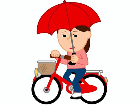 自転車で傘差し運転する女 傘さし運転,女,自転車,傘,さす,運転中,道路交通法,違反,交通,乗り物のイラスト素材