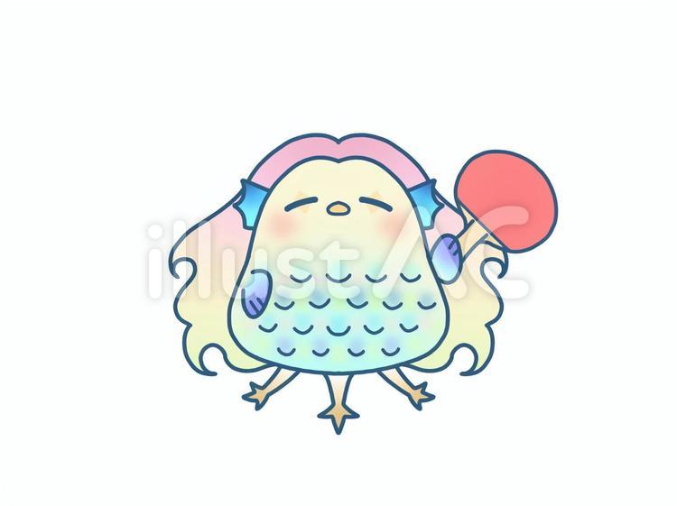 卓球ラケットを持つアマビエ様 卓球,ラケット,アマビエのイラスト素材