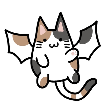 ミケネコウモリ 三毛猫,三毛,猫,コウモリ,動物のイラスト素材